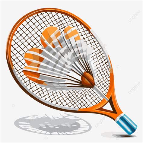 Badminton Racket Vector, Sticker Clipart Orange Tennis Racket And Ball Image Cartoon, Sticker ...