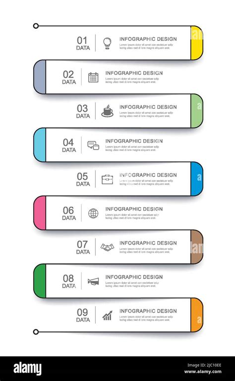 plantilla de índice de línea fina de la ficha infografía de datos de 9