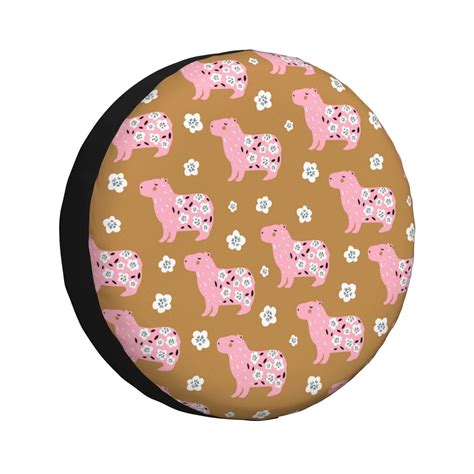 Spare Tire Cover Floral Capybaras Waterproof Sun Protection Universal