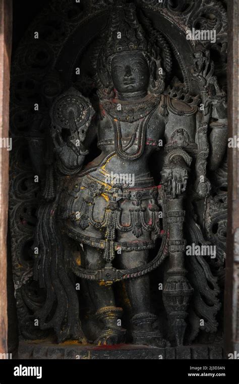 Stone Sculpture Of Hindu Gods With Selective Focus 12th Century Hindu