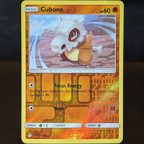 Cubone 90 214 LP NM Reverse Holo Unbroken Bonds Foil Pokemon Card Skull