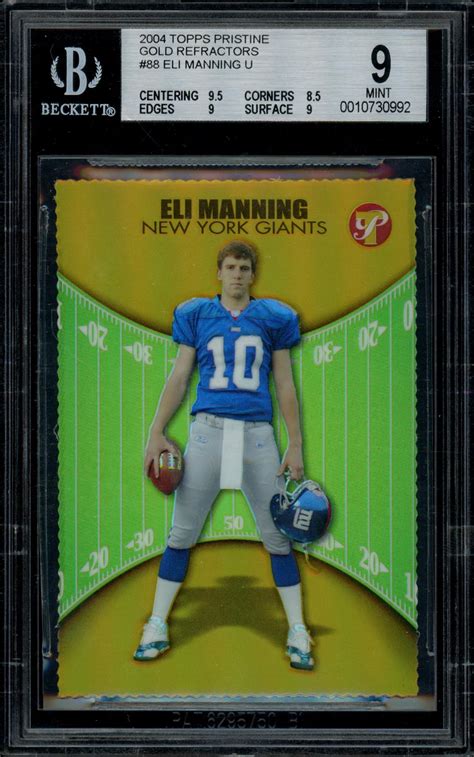 2004 Topps Pristine Eli Manning Gold Refractor Rookie Card 625 Bgs 9