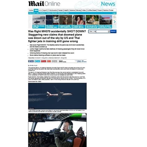 Американски писател: Полет MH370 е свален от американски изтребител