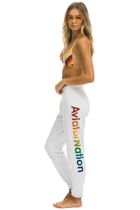 AVIATOR NATION SWEATPANTS - WHITE - Aviator Nation