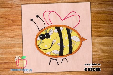 Honey Bee with Wings Embroidery Applique Designs - Digital Machine ...