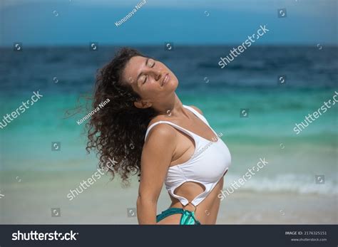 Brunette Girl Swimsuit Enjoy Sea Portrait Stock Photo Shutterstock