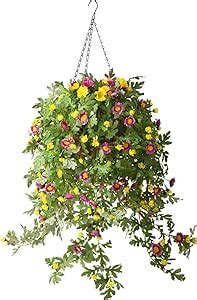 Amazon Inqcmy Artificial Hanging Flowers With Basket Silk Flower