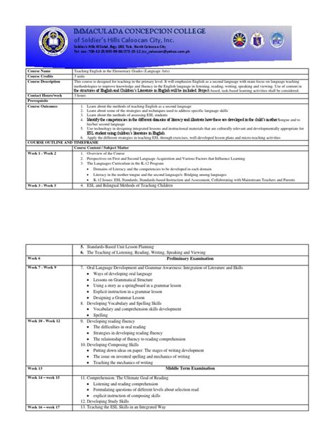 Eng A Syllabus | PDF | English As A Second Or Foreign Language ...