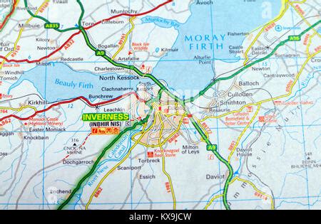 Road Map of Inverness, Scotland Stock Photo - Alamy