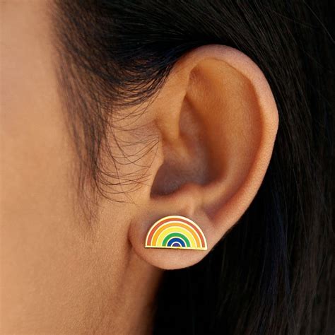 Pride Rainbow Earrings 24k Gold Plated Post Repop Ts