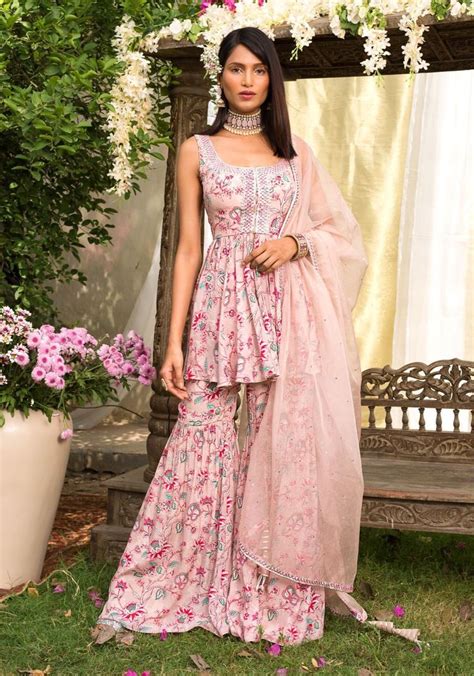 Pink Floral Sharara Set Sharara Set Sharara Designs Dress Indian Style