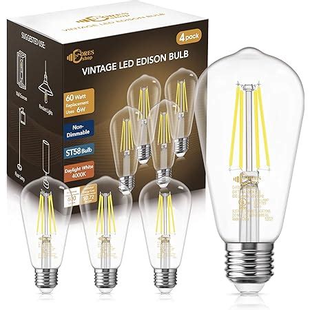 Ascher Vintage Led Edison Bulbs W Equivalent W High Brightness