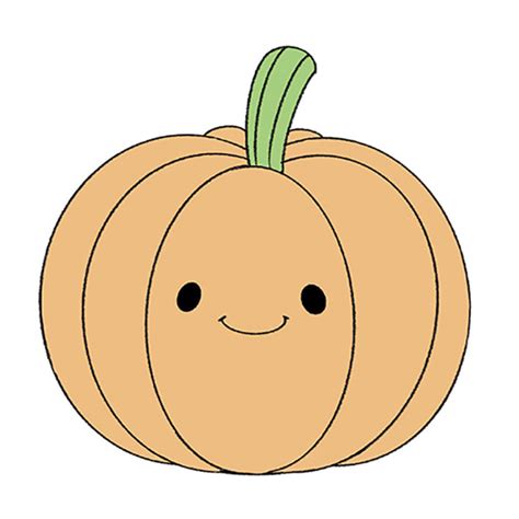 How to Draw a Cute Pumpkin - Easy Drawing Tutorial For Kids