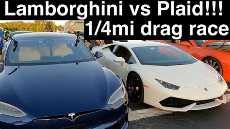 Lamborghini Vs Tesla Plaid Mile Drag Race Sexy Lambo Lp