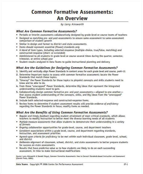 Formative Assessment Types