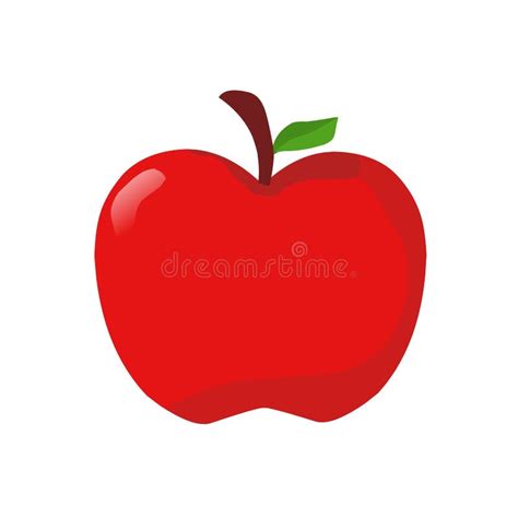 Red Apple With Green Leaf Flat Design Vector Icon Stock Vector