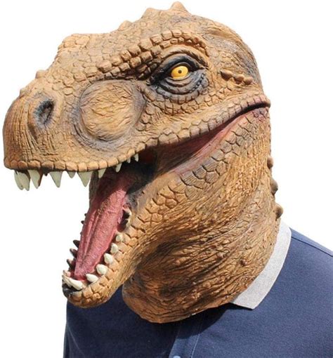 Wxdp Halloween Funny Headgear Alien Latex Dinosaur Realistic Scary Full