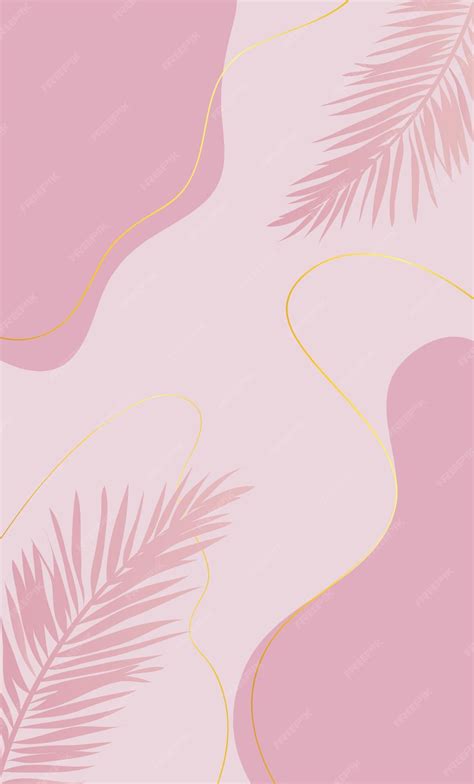 Premium Vector | Baby pink wallpaper banckground with leaves