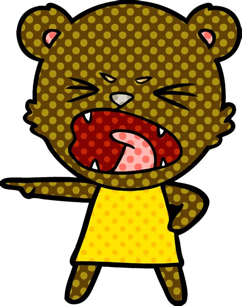 Angry Cartoon Bear In Dress Shouting Drawing 46958211 Png