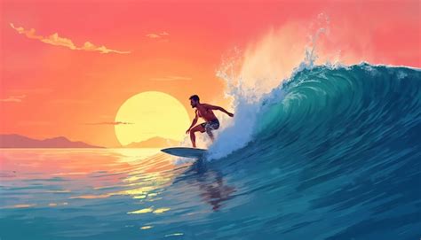 Illustration of person surfing | AI-generated image