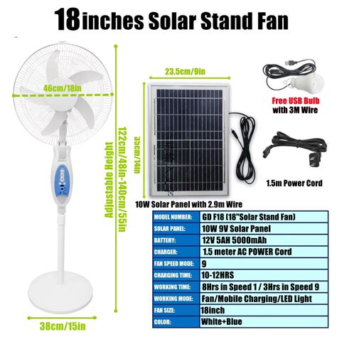 Tcls Inch Ac Dc Dual Power Reachargeable Stand Fan Solar Fan With