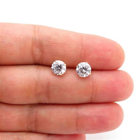 K Yellow Gold Ct Simulated Diamond Round Screw Back Stud Earrings