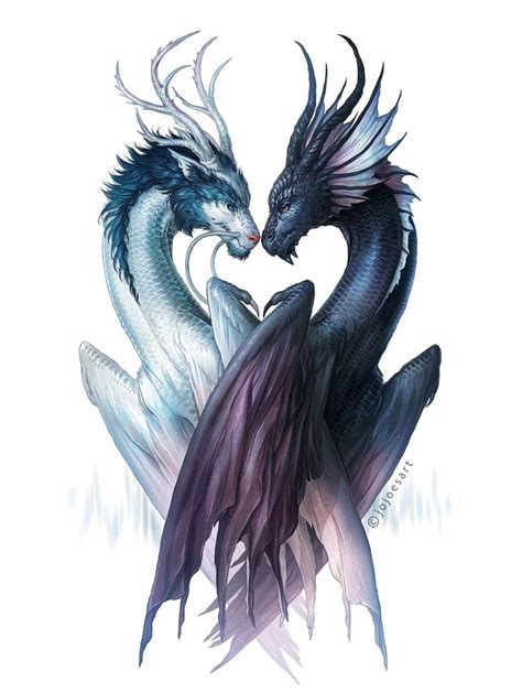 Dragons Of Yin And Yang Signed Fine Art Print Wall Decor Fantasy