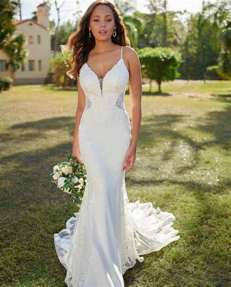 Vestido de novia sirena de encaje tirantes de espagueti sexy - Etsy