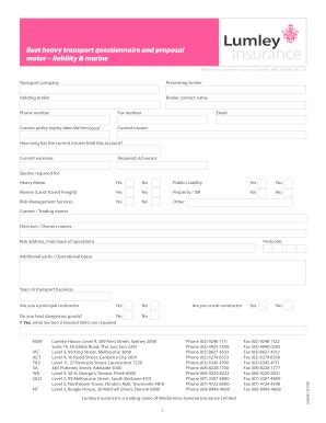 Fillable Online Fleet Heavy Transport Questionnaire And Proposal Motor