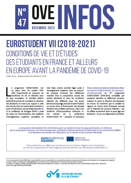 OVE Infos n47 Conditions de vie et d études des étudiants en France