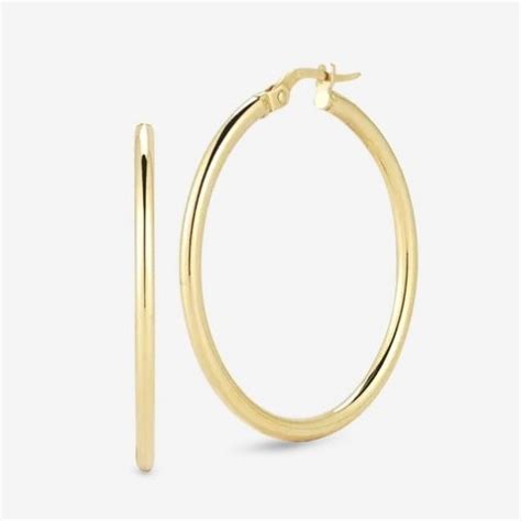 Roberto Coin Perfect Gold Hoops Medium Round Hoop Earrings Kears3498