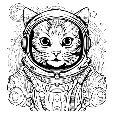 Katzen Astronauten Malvorlagen Vektor Premium Vektor