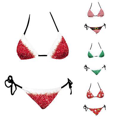 Women Christmas Bathing Suit Swimsuit Santa Claus Lingerie Bikini Set Beachwear EBay
