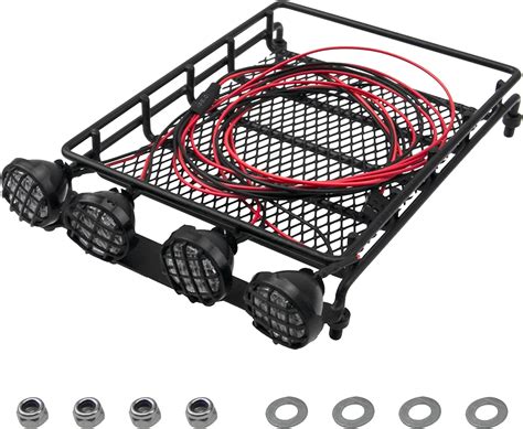 Sharegoo 152mm X 107mm Rc 112 Metal Roof Rack Luggage Basket With 4led Light Set