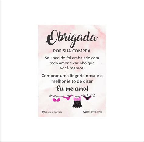 Cartao Agradecimento Ao Cliente Loja De Lingerie Produtos Elo