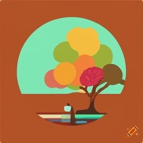 Simple Nature Vector Art In Portrait Format With Specific Color Palette