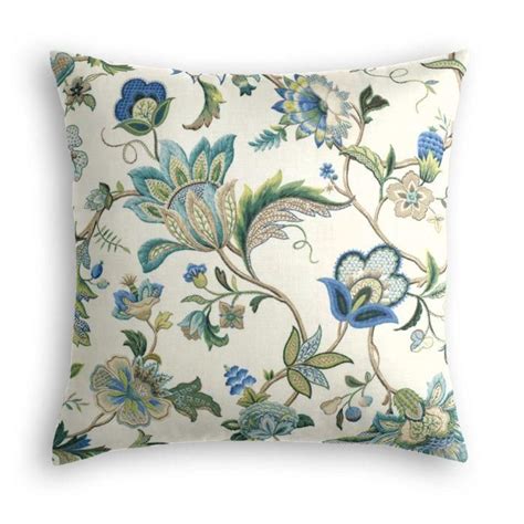 Euro Sham In Fleur De Leaf True Blue Throw Pillows Floral Throw