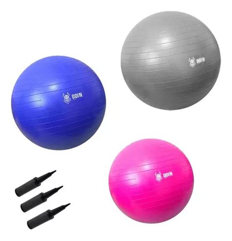 Kit Bola Suíça De Pilates Fisioterapia 55 65 75 Cm Odin Fit Frete grátis