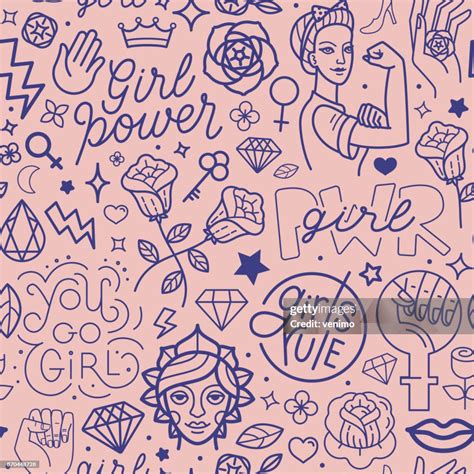 Vector Seamless Pattern With Icon And Handlettering Phrases Related To