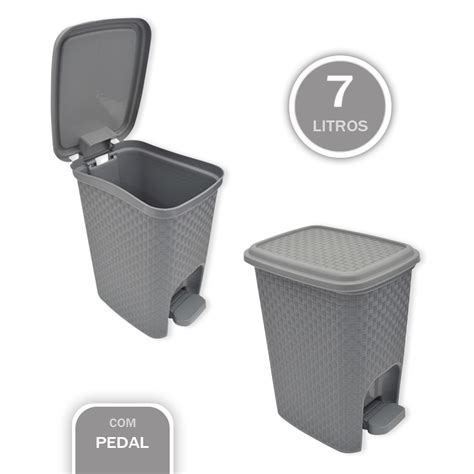 Lixeira Pedal Trama Rattan Litros Shopee Brasil