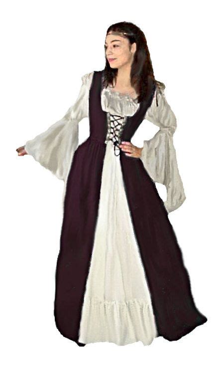 Renaissance Medieval Irish Costume Burgundy Over Dress Fitted Bodice