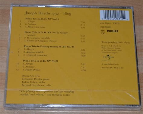 Haydn Piano Trios Hob Xv Beaux Arts Trio Sealed Philips Cd Ebay