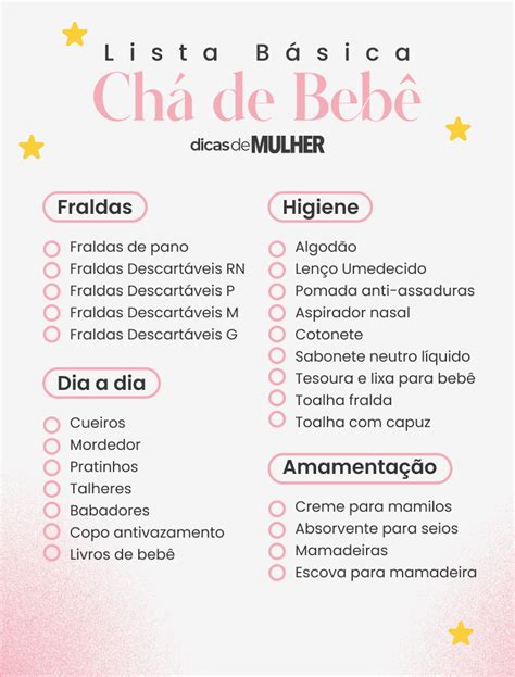 Lista de chá de bebê o que pedir modelos prontos