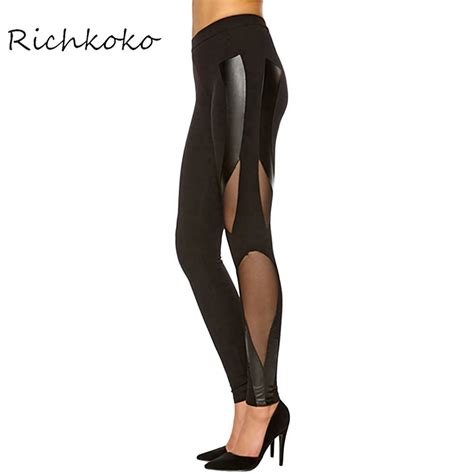 Richkoko Apparel Sexy Women Pants Black Lace Contrast Elastic Waist