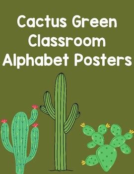 Cactus Green Classroom Alphabet Posters Cool Greens Theme Classroom