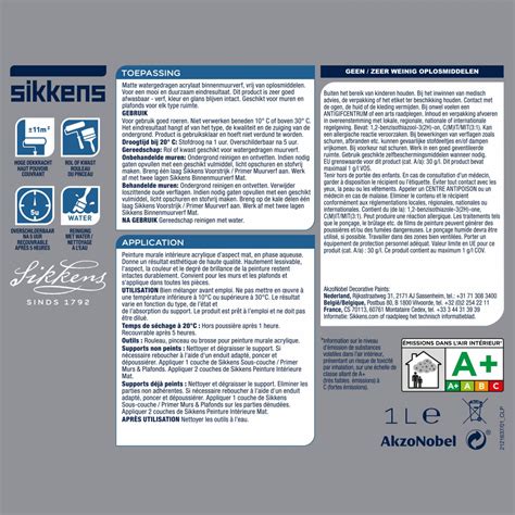 Sikkens Sikkens Peinture Int Rieure Mate Hautement Lessivable Murs Et