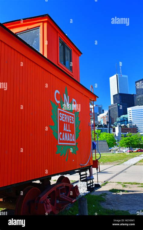 Restored Canadian National Caboose At The Toronto Railroad Museum Stock