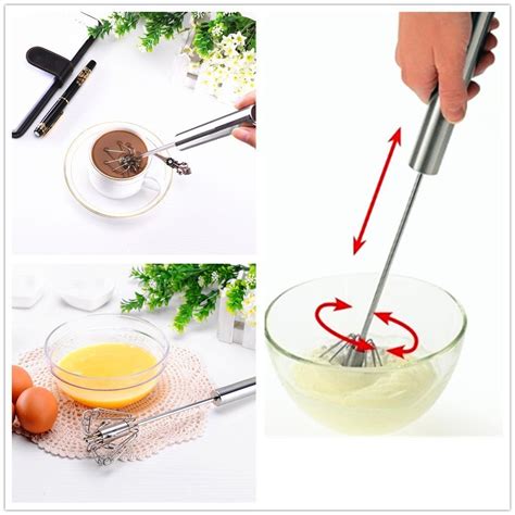 Artmice Egg Whisk 12 Stainless Steel Hand Push Whisk Egg Beater