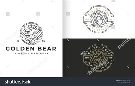 Abstract Line Art Golden Bear Logo Stock Vector (Royalty Free ...