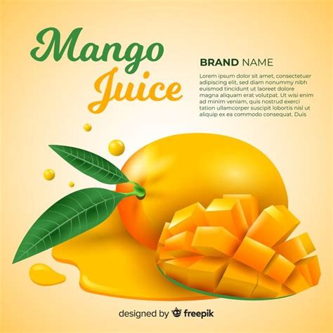 Premium Vector Realistic Mango Juice Advertisement Mango Juice